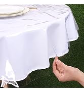 Kesfey 60 inch Round Clear Plastic Table Cloth Protector 100% Waterproof Table Cover Vinyl PVC Oi...