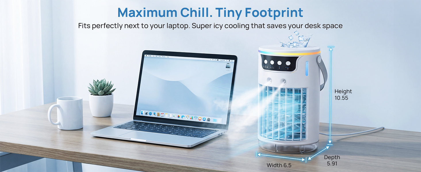 Tiny footprint fans that blow cold air like ac next to laptop for space-saving icy breeze