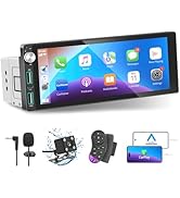 Single Din Car Stereo with Apple Carplay Android Auto,6.9 Inch IPS Touch Screen Car Stereo with B...
