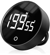 Exlliy Digital Kitchen Timer, Rechargeable Magnetic Visual Timer with Large LED Display, Adjustab...