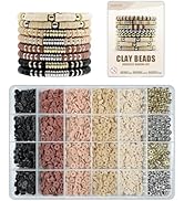 ClaBead Bracelet Making Kit 3200Pcs, Clay Beads Bracelet Kit with Gold Beads and Sliver Beads, Sw...