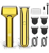 GSKY Electric Shavers for Men, Gold Baber Clipper Set, Hair Trimmer and Foil Shaver, Mens Beard T...