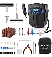 Tire Repair Kit, Tire Inflator Portable Air Compressor, Heavy Duty Flat Tire Repair Kit With 12V ...