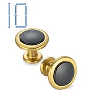 KOOFIZO Black and Gold Cabinet Knobs, 10-Pack Round Cabinet Pulls Kitchen Handles (Dia.1-1/5 Inch...