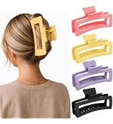 4 Pack Extra Large Rectangle Hair Claw Clips, Matte Color Hair Clips | Oversized square claw clip...