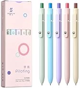 Lanxivi Black Ink Gel Pens 5 PCS Set, Fine Point 0.5mm Cute Pens, Macaron Barrel Comfort Grip Smo...