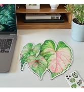 Baziabbo Plant Leaf Design Mouse Pad,10.2×9.4inch Small Mousepad with Premium PU Leather Surface,...