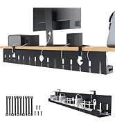 KEEGH Under Desk Cable Management Tray 48 in, Large Cord Hider, Black | Open Frame Cable Raceways...