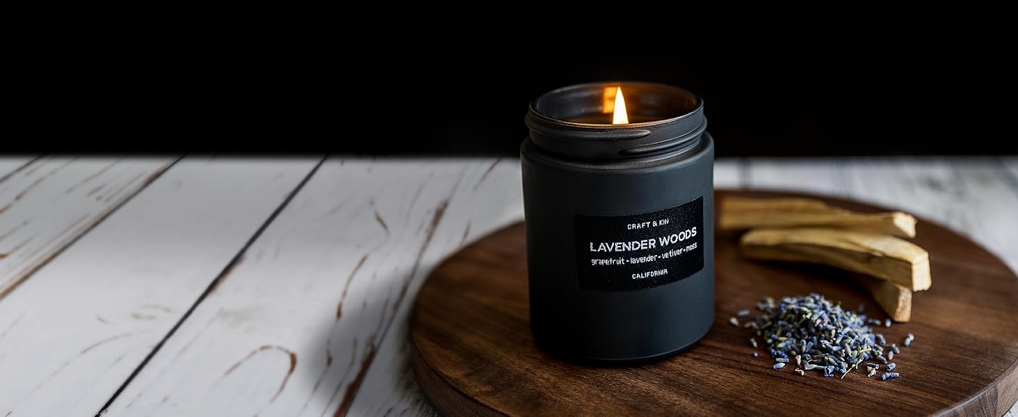 woodwick long-lasting aromatherpy lavender scented soy candles for men winter holiday gift