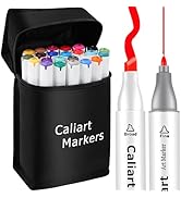 Caliart Alcohol Based Markers, 24 Colors Art Marker Set Fine & Chisel Dual Tip, Permanent Colored...