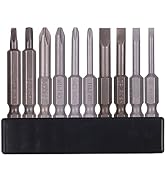 Rocaris 10 Pack 1/4 Inch Hex Shank Long Magnetic Screwdriver Bits Set 2 inch Power Tools (Slotted...