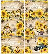 Sunflower Placemats Set of 6 Sunshine Plastic Table Mats Vintage Sunflower Theme Place Mats Summe...