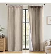 Topfinel 100% Blackout Linen Curtains 90 Inch Long for Bedroom Memory Trained Pinch Pleated 2 Pan...