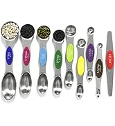 Magnetic Measuring Spoons Set Stainless Steel with Leveler, 9pcs Multicolors Measuring Cups Set f...