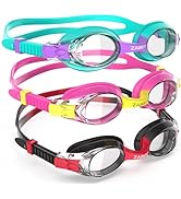ZABERT 3 Pack Kids Goggles for Swimming, Anti-fog 100% UV Protection, for Kids Age 3-14