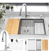 Herogo 33x22Inch Drop In Kitchen Sink, 18/10 Stainless Steel Topmount Handmade 10'' Deep Single B...