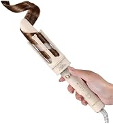 PRITECH Automatic Rotating Curling Iron 1.25 inch Hair Curler (Ivory) | Anti-Scald, Anti-Tangle D...