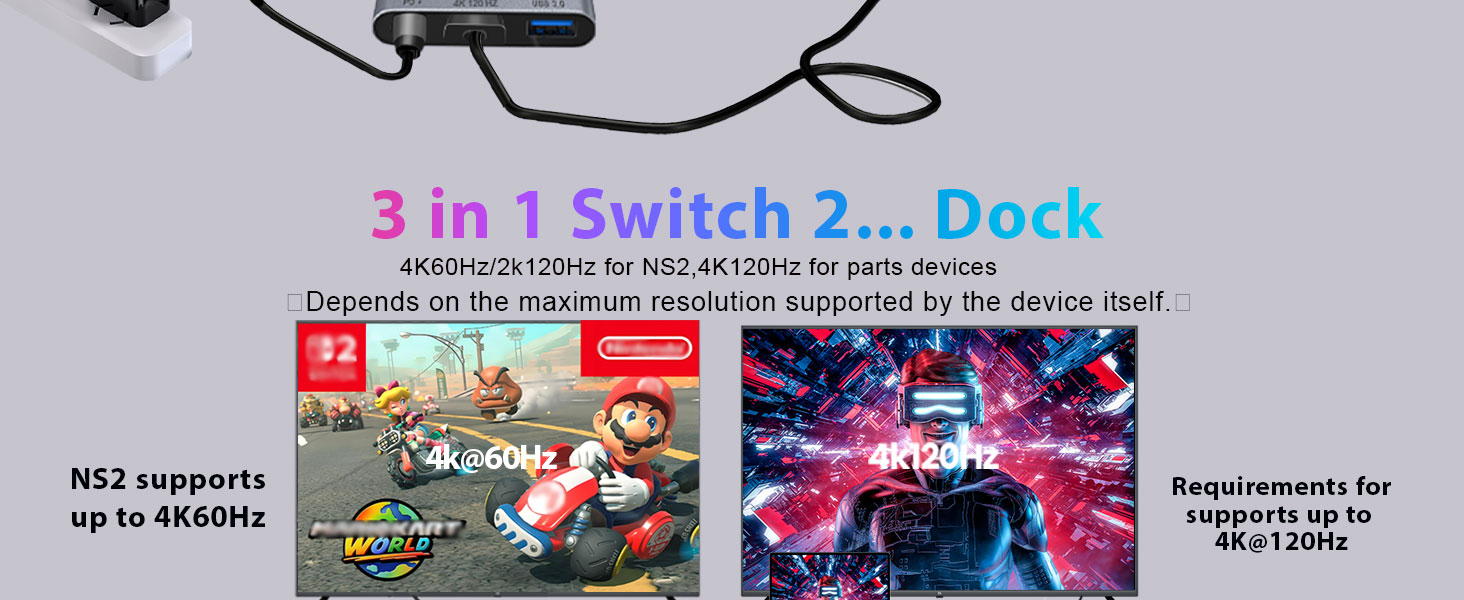 Switch 2 Portable Dock for Nintendo Switch 2 Docking Station USB c to hdmi