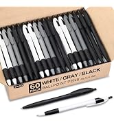 Sikao Pens Bulk, 60 Pack Minimal Gripped Slimster Ballpoint Pens, Black Ink 1.0mm, Smooth Writing...