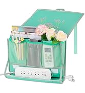 Retyion Bedside Caddy Bedside Storage Organizer Bedside Organizer with Power Strip Holder and 2 A...