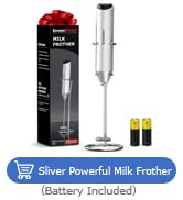 Bonsenkitchen Powerful Milk Frother with Stand for Coffee, Fast Handheld Drink Mixer with Stainle...