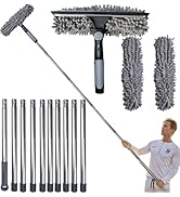 20+ft Squeegee Window Cleaner Duster 2 in 1 Rotatable Window Cleaning Tool Kit with 3-14 ft Exten...