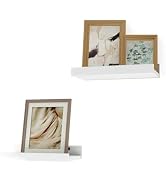 Solrot Small White Floating Shelves for Wall Decor, Wall Mounted Wood Shelf for Bedroom, Living R...