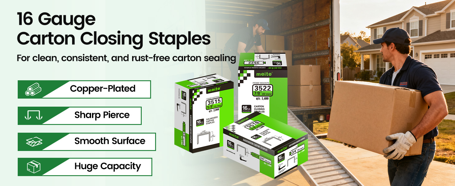 Carton Closing Staples 1-3/8" Wide Crown