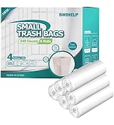 SWIHELP Trash Bags, 6 Rolls/240 Counts Small Garbage Bags for Office, Kitchen,Bedroom Waste Bin,C...