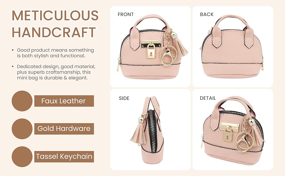Zitokin Mini Tote Purse Bag with Keychain Details