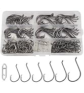 Facikono Circle Hooks Saltwater Catfish Bass Fishing Hooks, 180pcs Octopus Offset Fishing Hooks w...