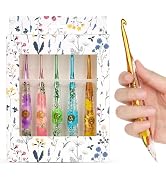Aeelike Crochet Hooks Set, 3.0mm-6.0mm Ergonomic Crochet Hooks with Long Floral Handle-Super Shin...