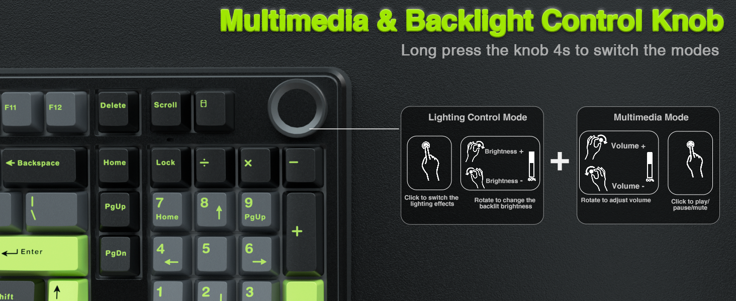 wireless mechanical keyboard creamy sound mechanical keyboard with knob gaming keyboard