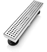 WEBANG 12 Inch Shower Linear Brushed Drain Rectangular Floor Drain with Accessories Square Hole P...