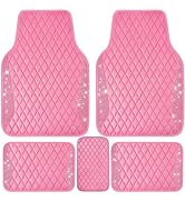 CAR PASS Bling Leather Car Mats Shining Diamond Floor Mats Crystal Rhinestones Sparkly Glitter Ca...