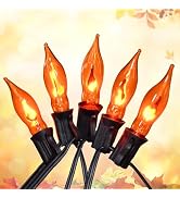 Fall Decor - Orange Flickering String Lights, 12.8FT Flicker Flame String Lights with 12 Pack C18...