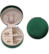 BLUTETE Velvet Travel Jewelry Case Small Round Travel Jewelry Organizer Jewelry Accessory Storage...