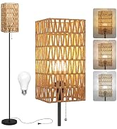Ruiever Floor Lamp for Living Room,Farmhouse Rattan Floor lamp,Modern Standing lamp with Hand-Wor...