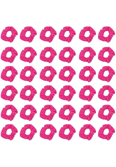 36 Pcs Solid Hair Scrunchies - Hot Pink