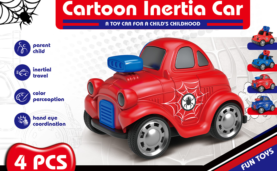 Toy Cars For Toddlers 1-3, Push and Go Cartoon Inertia Cars