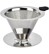 NKOVE Pour Over Coffee Dripper Stainless Steel Reusable Filter Paperless Cone Coffee Maker Drippe...