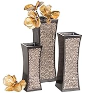 Decorative Brown Vases for Decor Centerpieces - Set of 3 Flower Vases Ideal Home Decor, Dining an...