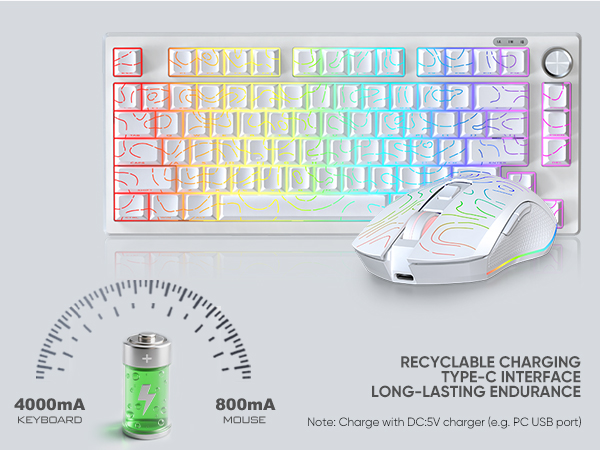 rechargable wireless gaming keyboard and mouse combo