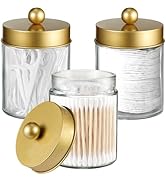 Komashr 3PC Farmhouse Decor Qtip Holder Apothecary Jars Bathroom Vanity Storage Organizer -Counte...