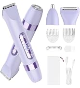 Hatteker 4-in-1 Women's Electric Razor, Dual-Head Body Hair Trimmer for Women, IPX7 Waterproof Re...