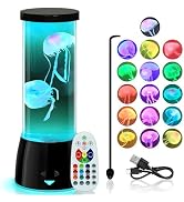 LEDHOLYT Cool Jellyfish Lamp – Remote Dimmable Control Multi & 17 Color Changing Mood Light – Gif...