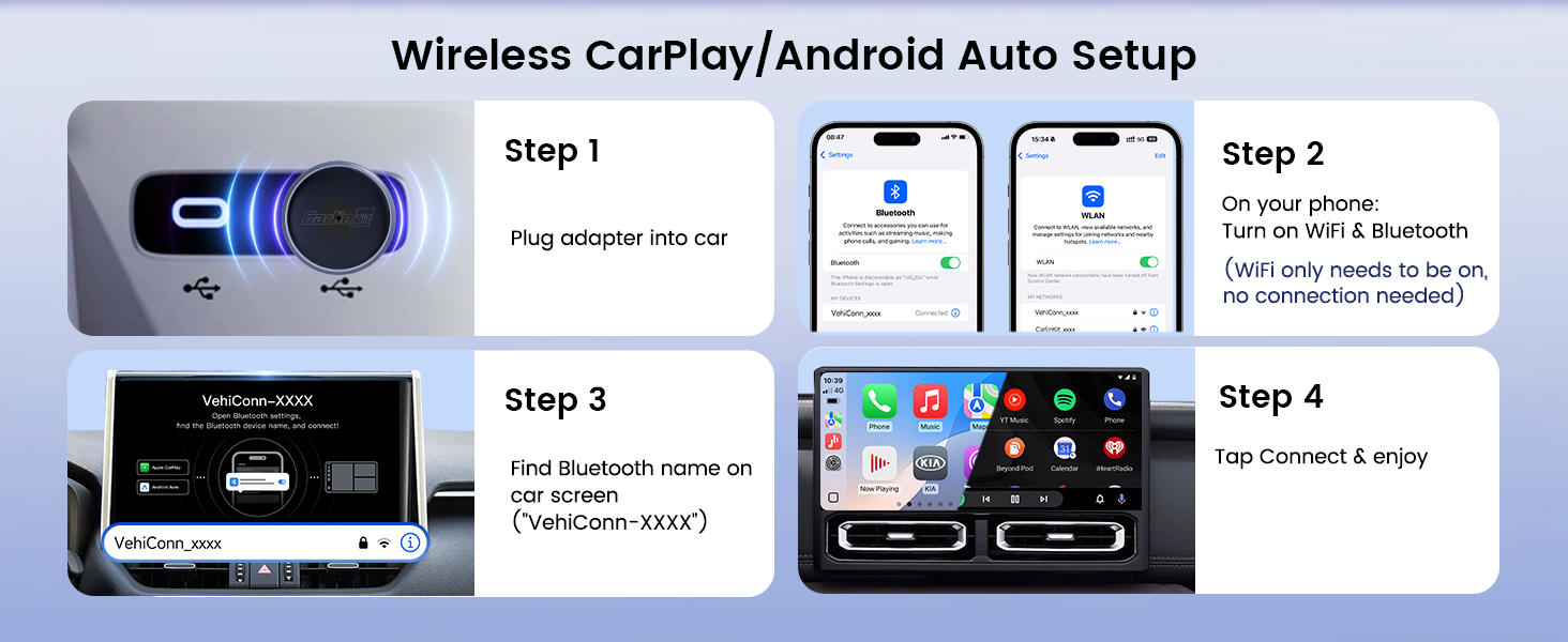 carlinkit mini ultra 3 wireless connection steps easy install auto reconnection