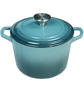 Flavehc Dutch Oven Pot with Lid 1.8 qt Cast Iron Dutch Oven for Bread Baking Slateblue Enameled C...