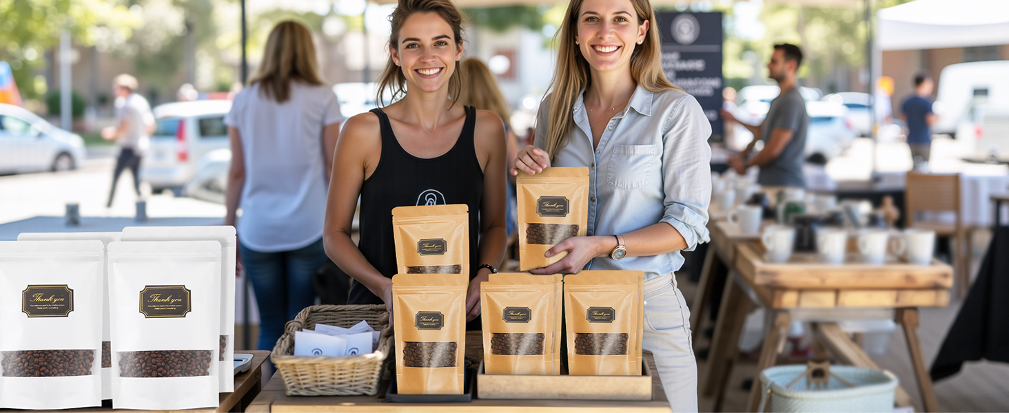 Kraft Stand Up Pouches with Matte Windonw
