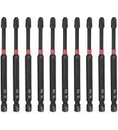 HARFINGTON 10pcs #3 Phillips Impact Screwdriver Bit PH3 1/4" Hex Shank 4" (100mm) Long Magnetic C...